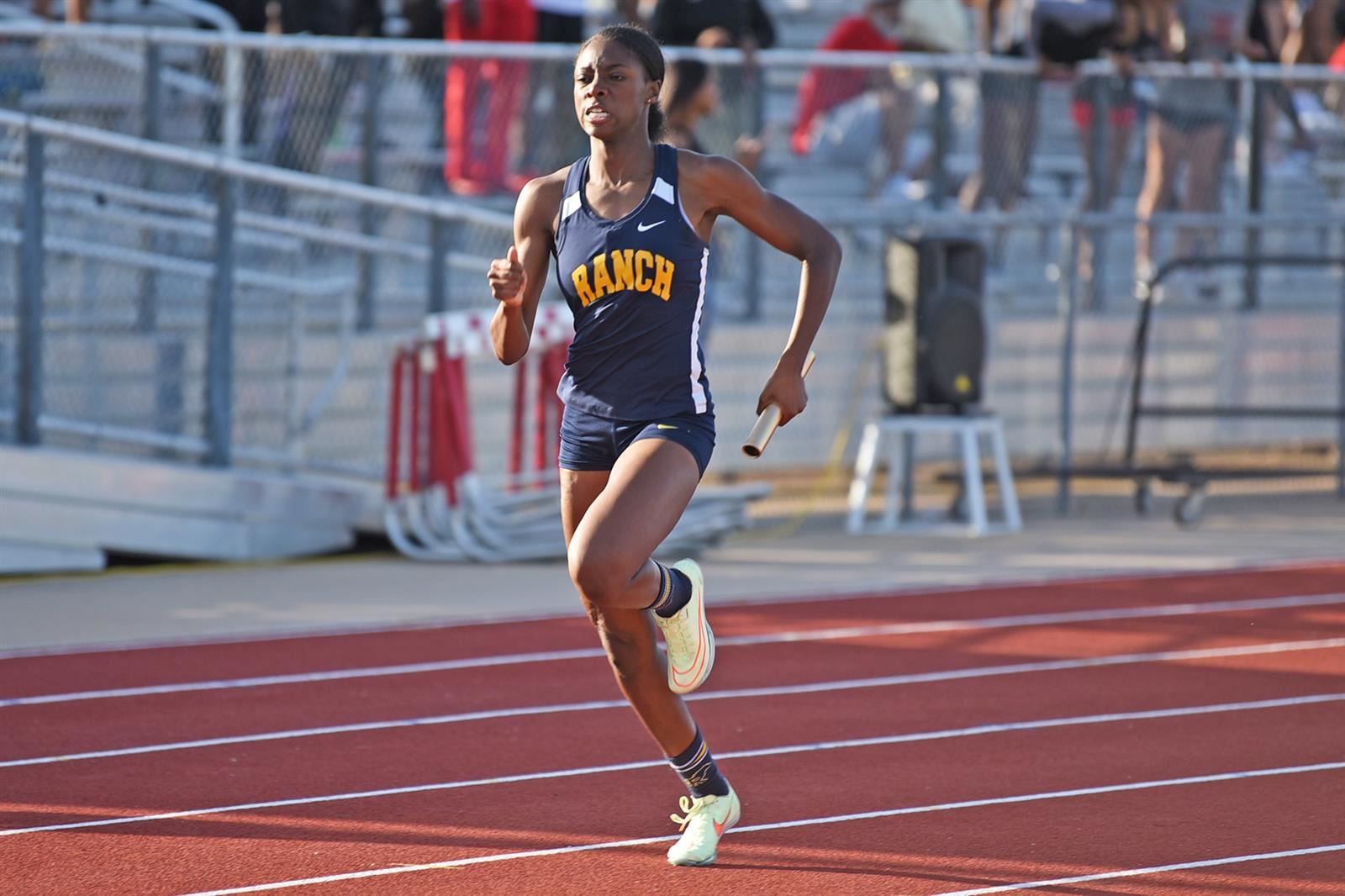 Cy Ranch's  Camryn Clark joined 4x200-meter relay teammates Celeste Robinson, Hailey Ayers and Favor Ezeoka in qualifying.